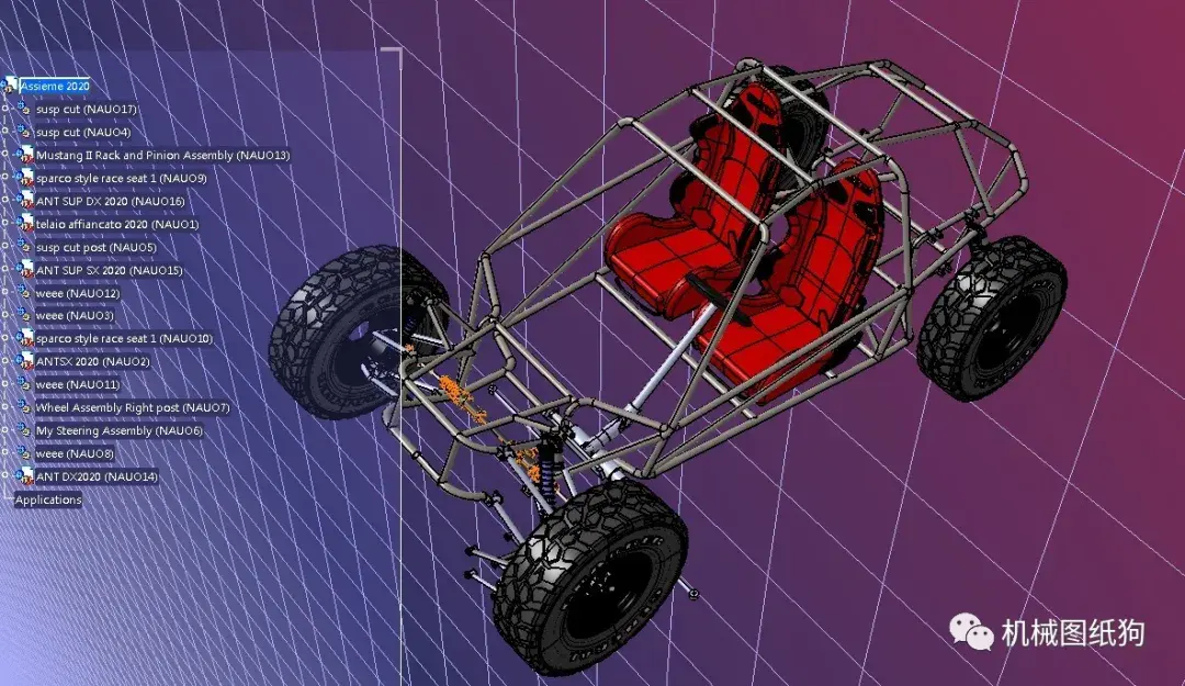 卡丁赛车lightning钢管车车架3d图纸step格式