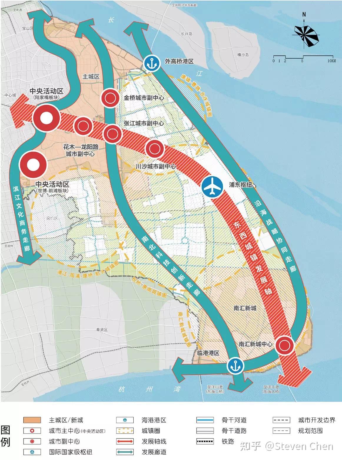 产业:从浦东2035规划图可以看出,祝桥位于东西城镇发展轴上.