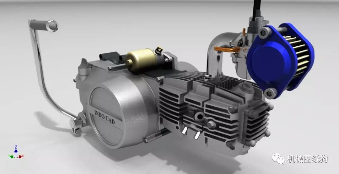 【发动机电机】indo四冲程单缸发动机模型3d图纸 stp格式