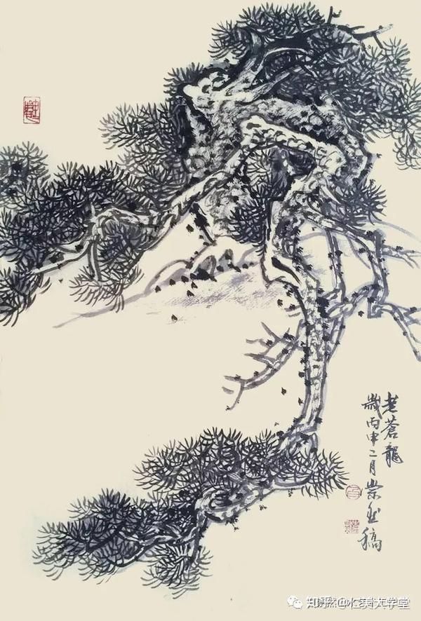 【连载】值得收藏的88种国画松树画法课稿(三)