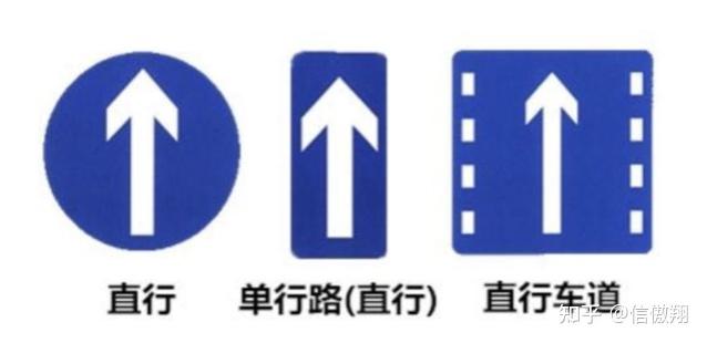 蓝色交通标志 注意直行与单向行驶,比较容易错 28.