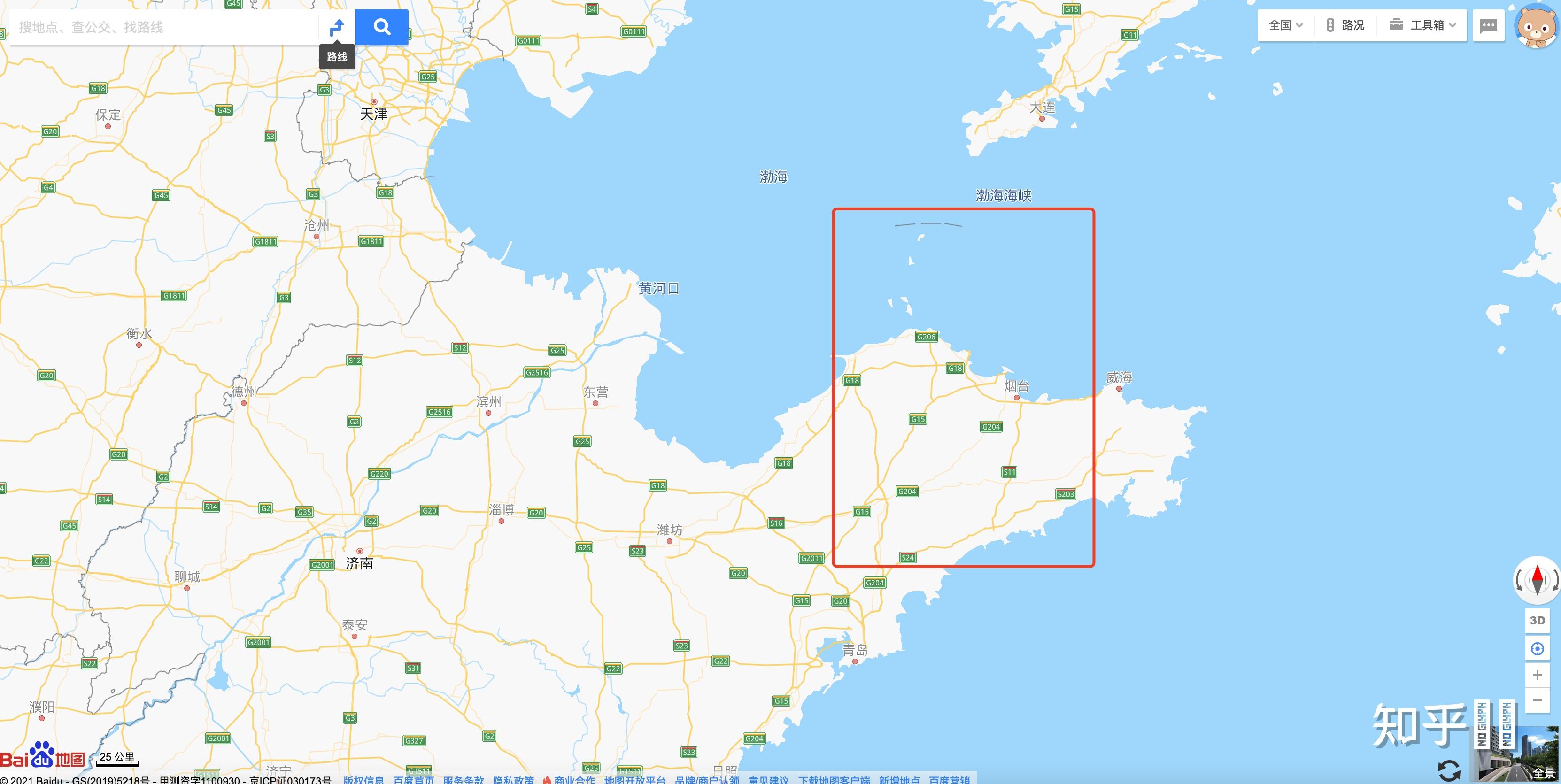 我在地图上发现渤海湾里有条线,请问是什么线?