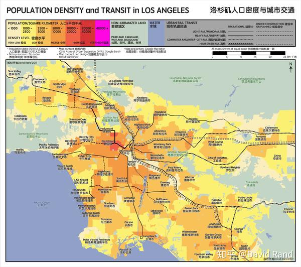 第14图:《洛杉矶人口密度与城市交通》