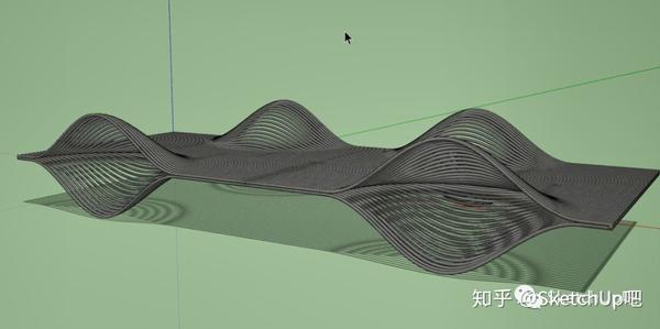 sketchup曲面坐凳的建模思路