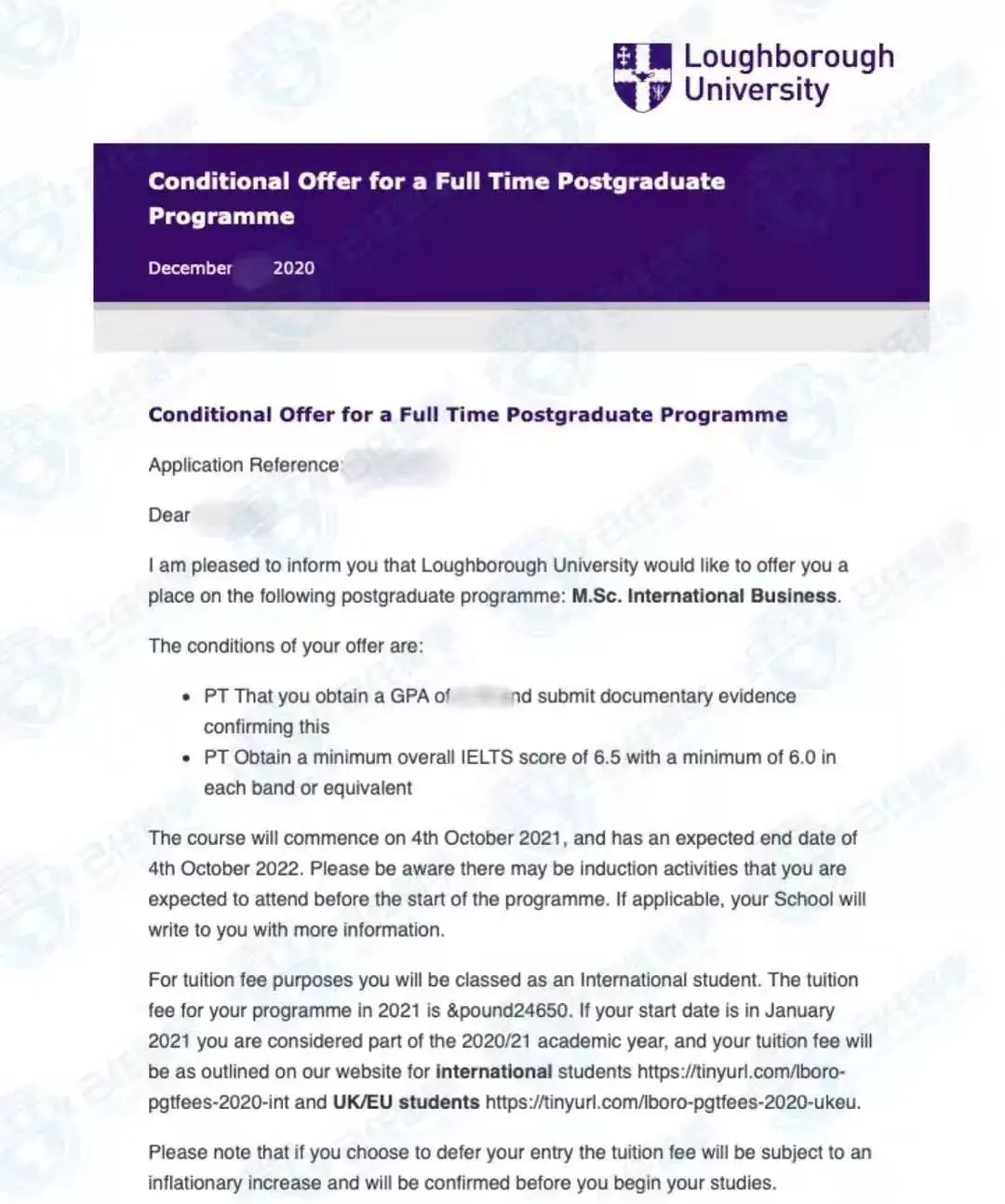 己任留学21fall英国offer | 拉夫堡大学 msc electronic and computer