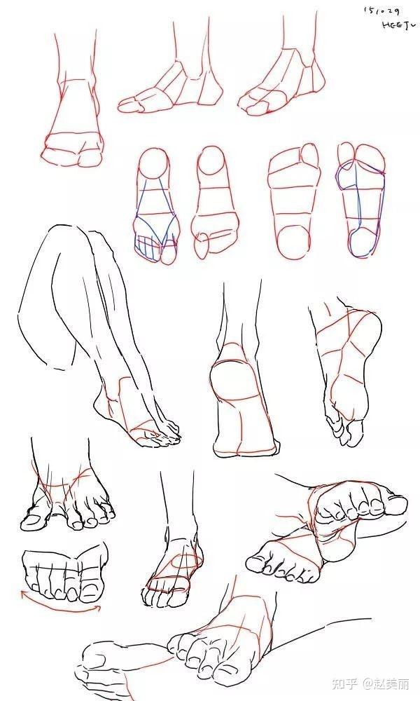 绘画参考,动漫人体脚部素材.