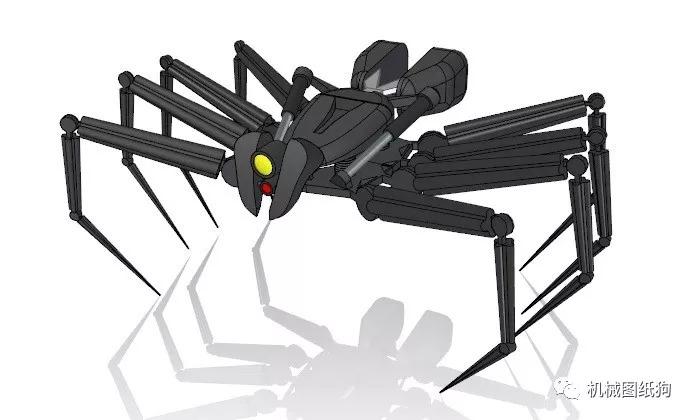 机器人简易蜘蛛机器人3d模型图纸solidedge设计