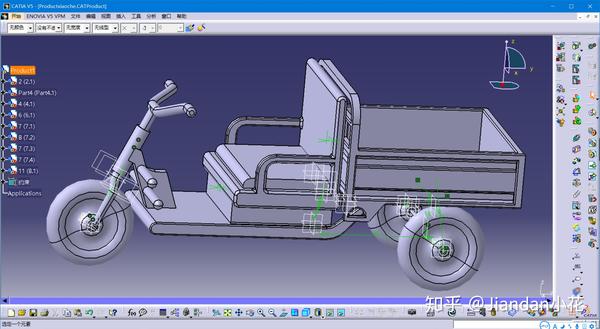 catia三轮车三维模型 罗小黑战记同款三轮车