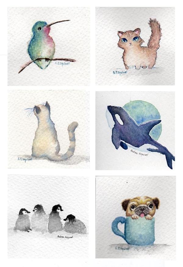 可爱的小动物水彩画你喜欢吗?