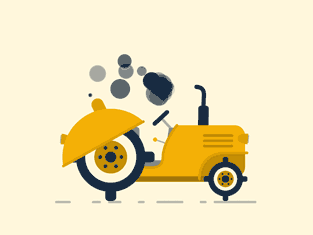 轮子转,推动拖拉机前进