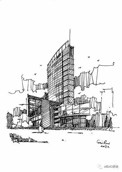 学习手绘高层建筑效果图