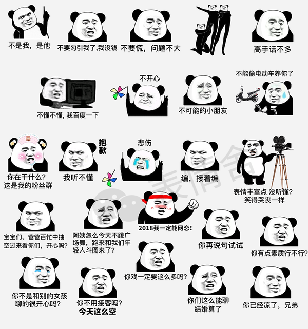 熊猫头表情包都是 重新绘制的, 无白底,而且字也清楚