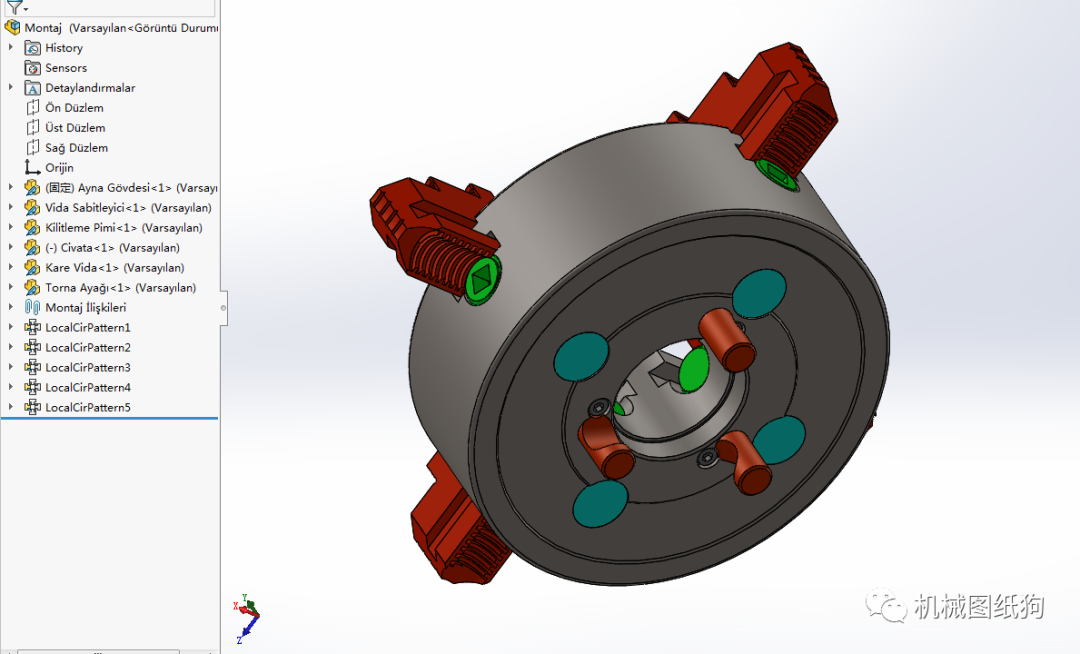 solidworks图片,solidworks图片导出 【工程机械】4-jaw-chuck四爪卡盘机构3d图纸 solidworks设计
