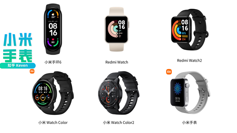 redmi watch2,小米watch color2,小米手环6,小米手表有什么区别,推荐