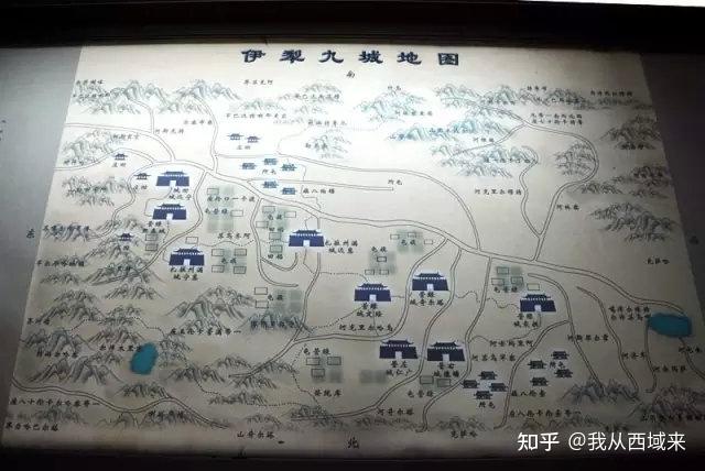 伊犁九城地图,乾隆为了加强对新疆的治理,设立伊犁将军,建惠远城,并