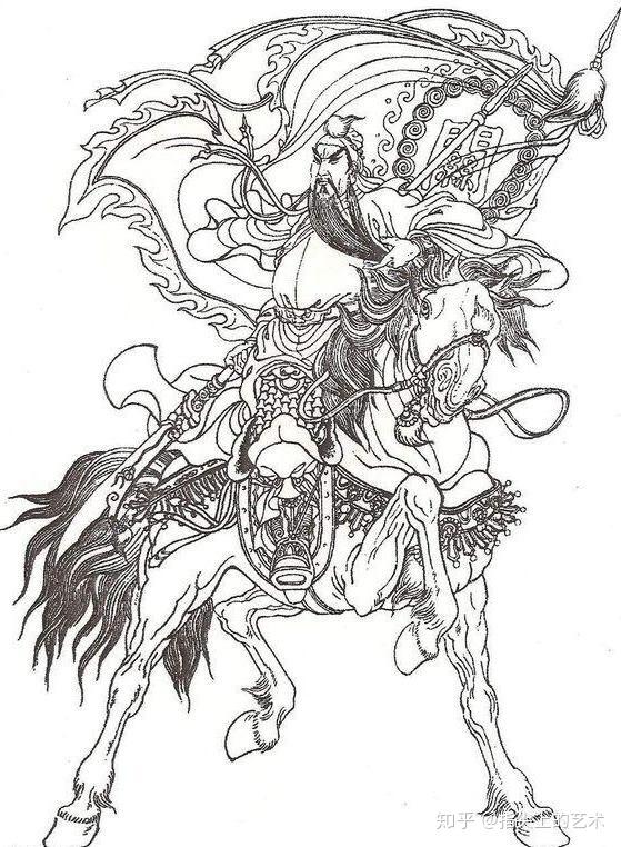 蜀汉五虎将白描图欣赏