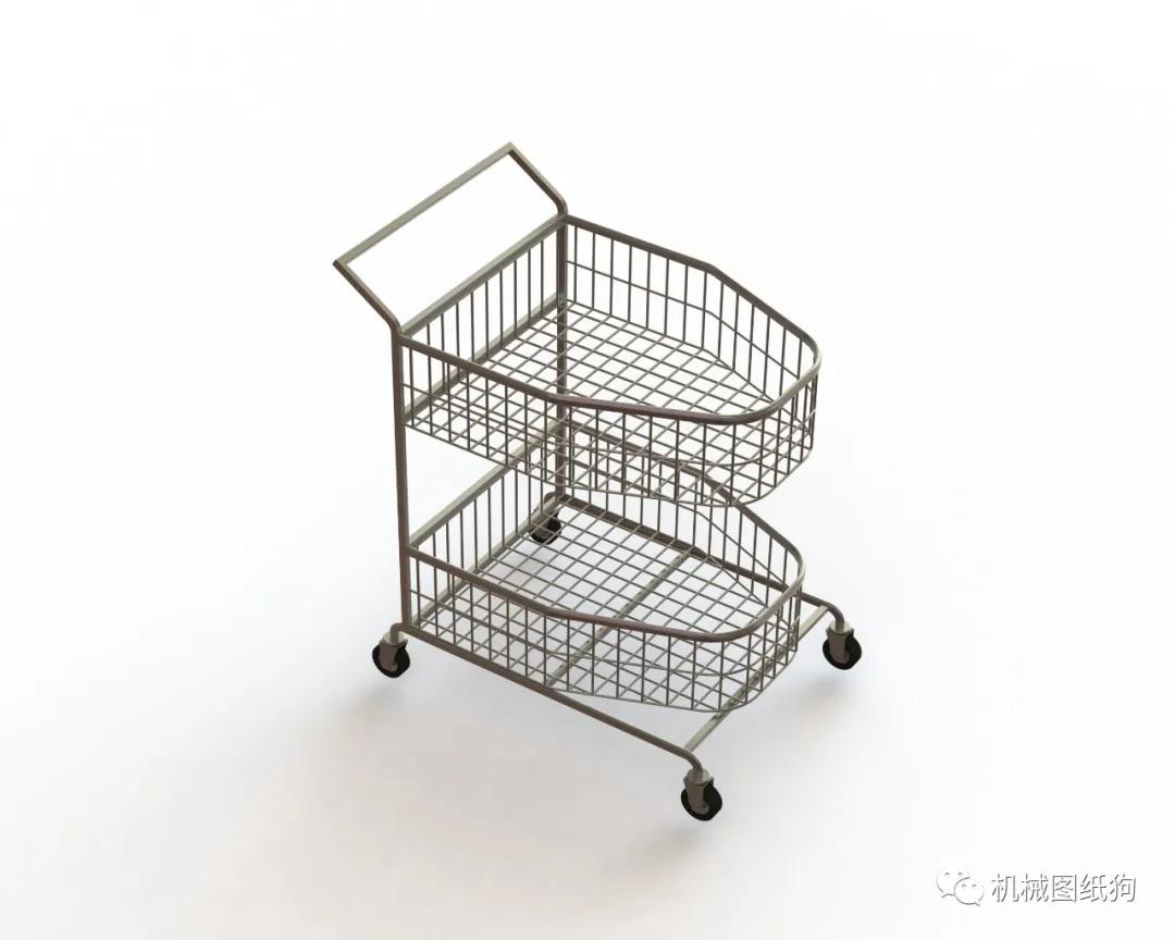 工程机械trolley双层超市手推车3d图纸solidworks设计