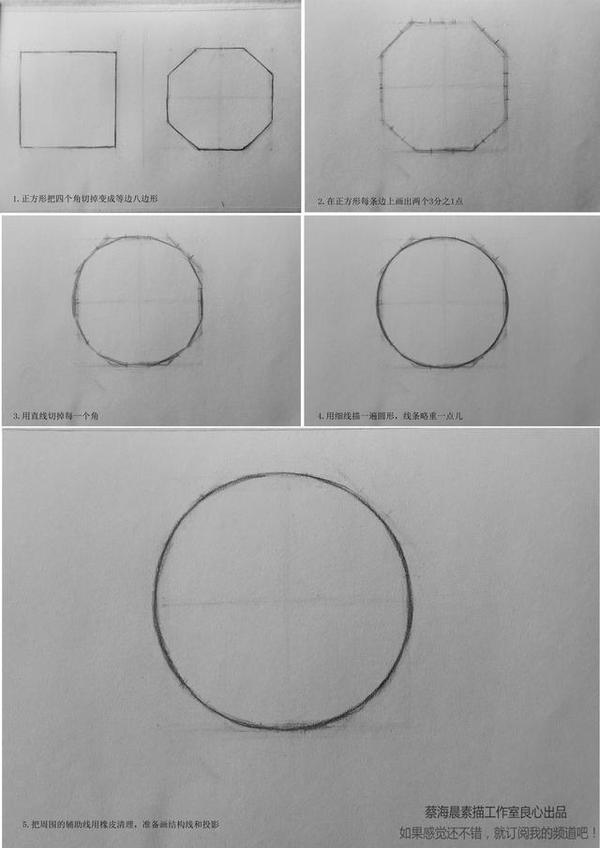 学素描的第一课基本上都是画圆,很多同学都抱怨说画不圆,今天小编只给