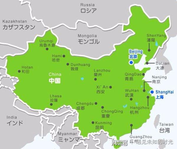 日本版的中国地图,跟美国有一样,只是粗略的标注了几个城市,省都没图片