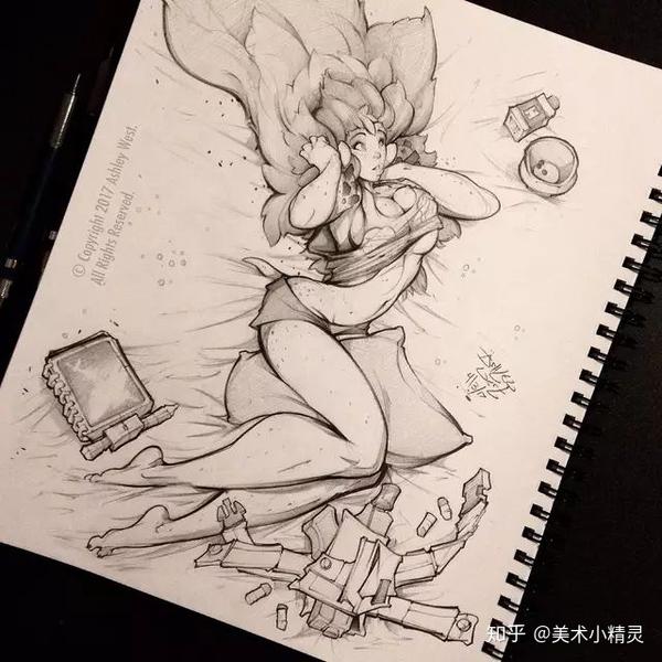 美国漫画家「阿什利·韦斯特」绘画手稿