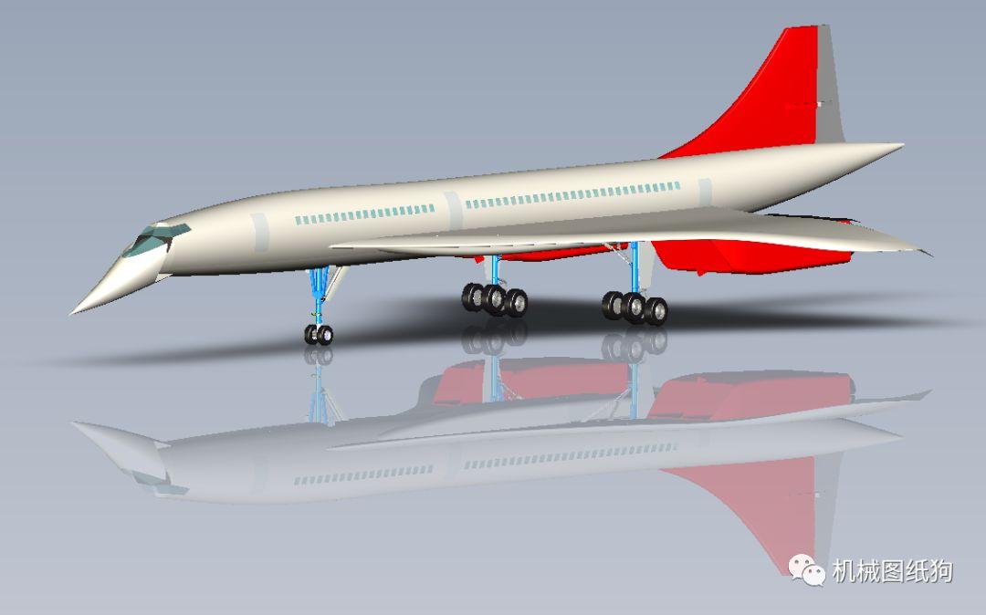 飞行模型concorde协和飞机模型3d图纸stp文件客机三维建模
