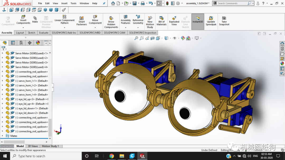 机器人animatroniceyes仿生眼睛机构3d图纸solidworksy设计