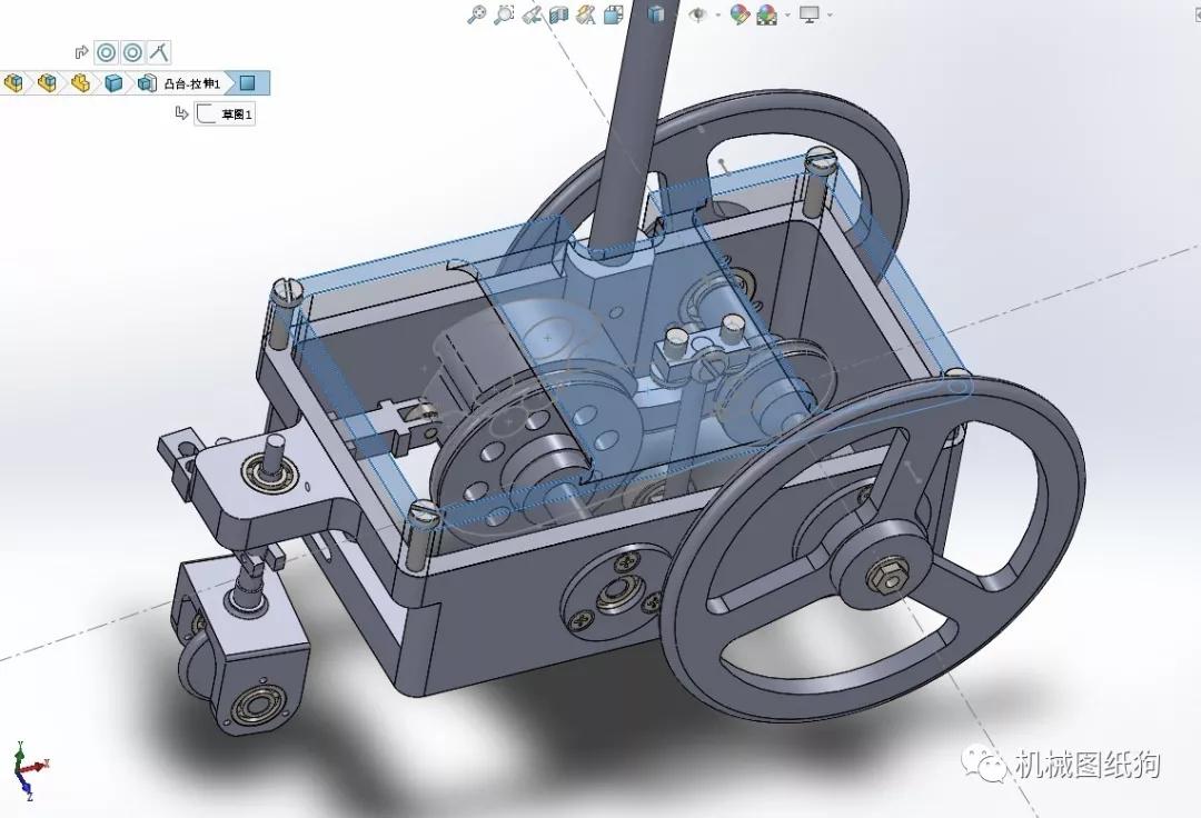 【工程机械】走"8"字型无碳小车三维图纸 solidworks设计