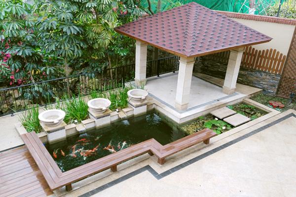 高档精致美观的庭院鱼池是什么样的?