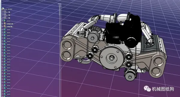 【发动机电机】boxer engine 6缸对置气缸发动机3d图纸 igs格式