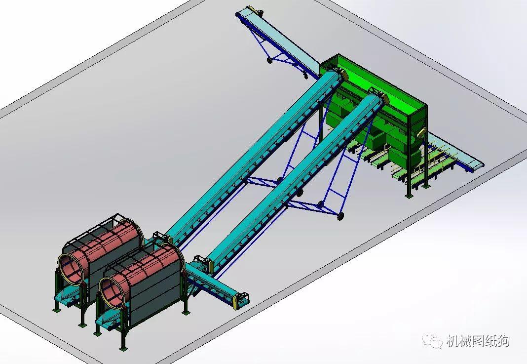 工程机械 混凝土混合输送机系统3d模型solidworks