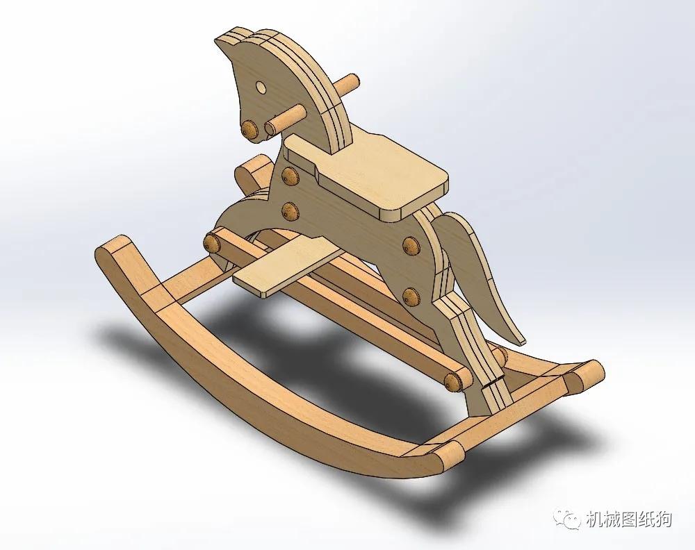 生活艺术儿童木马摇椅模型3d图纸solidworks设计