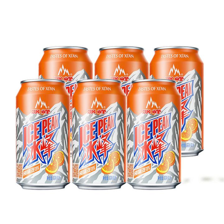 【轻微破损】冰峰橙味汽水330ml*6罐陕西特产碳酸饮料