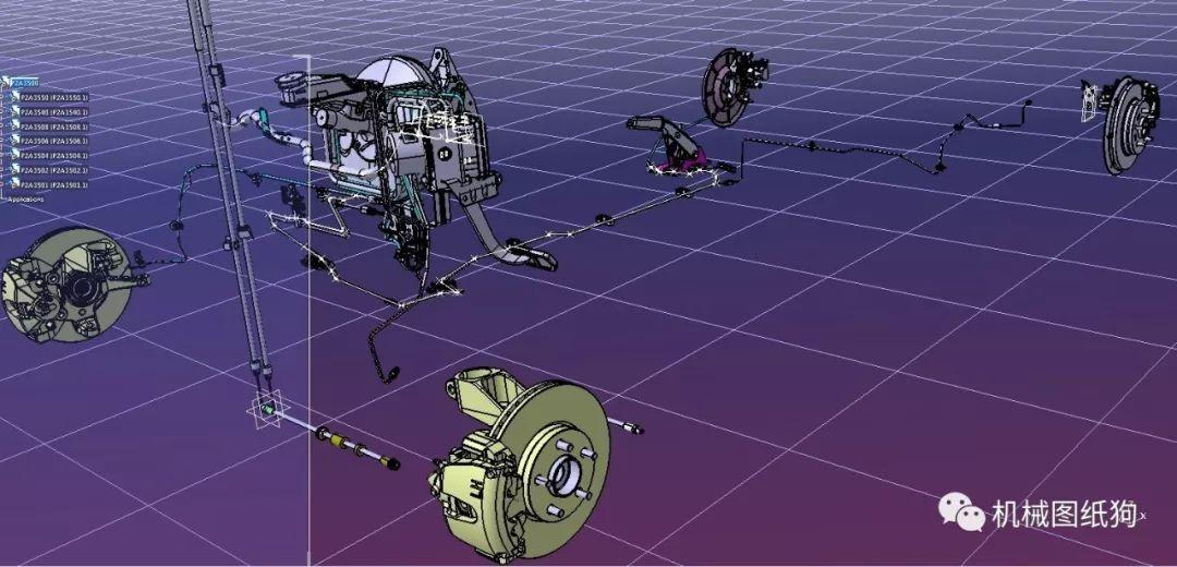 【工程机械】汽车制动系统模型3d图纸 catia设计