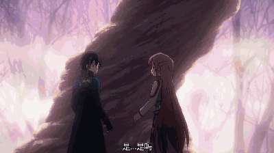 刀剑神域sao亚丝娜叫桐人加她好友拍桐人胳膊很有大姐大风范