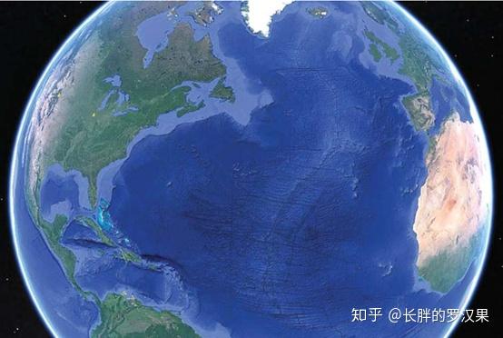 北大西洋区域测深学,制作这幅谷歌地球图像所用的数据来自卫星对地球