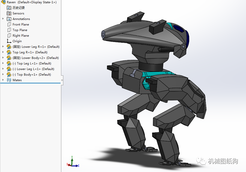 【机器人】war robots raven 突击型机甲简易模型3d图纸 solidworks