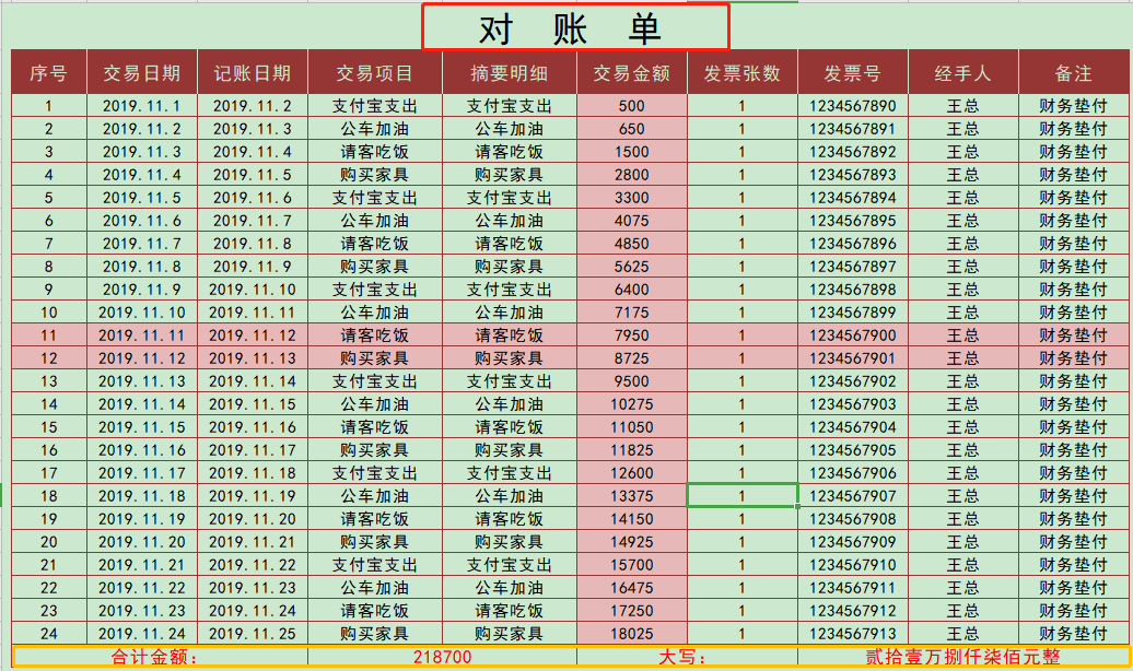 会计对账单有哪些模板