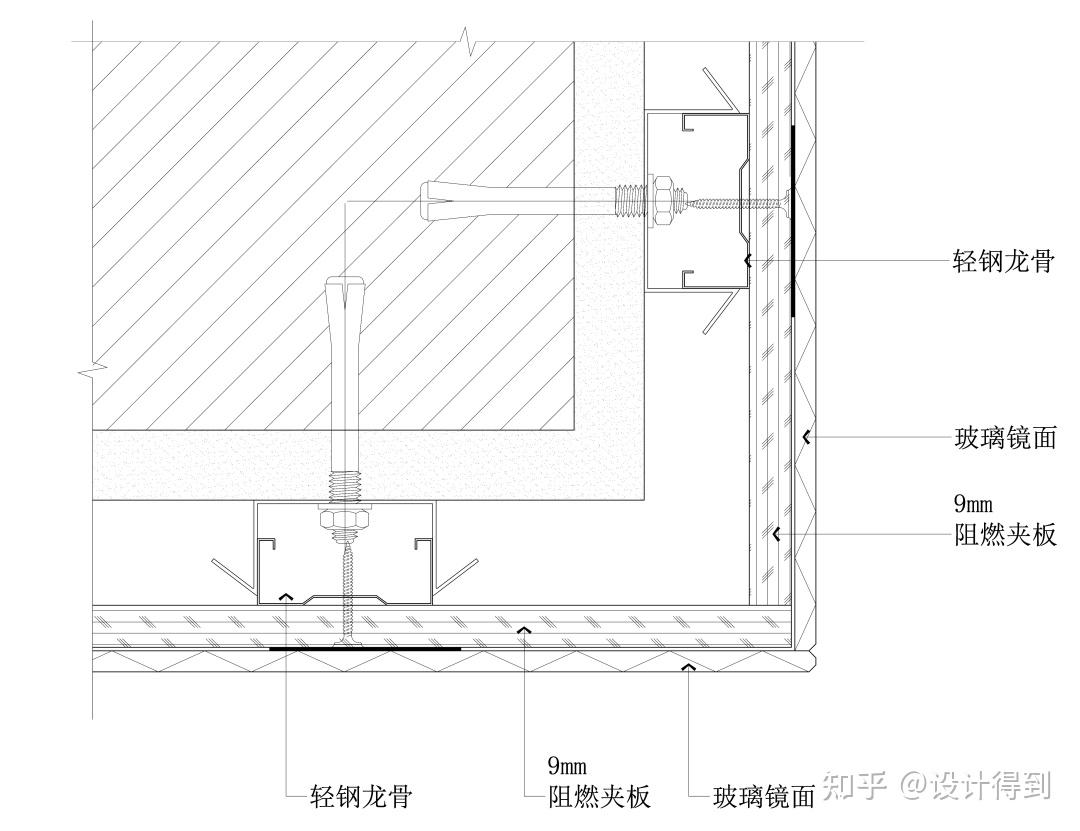 工艺△墙身玻璃镜面竖剖节点图△墙身玻璃镜面阳角节点△墙身玻璃镜