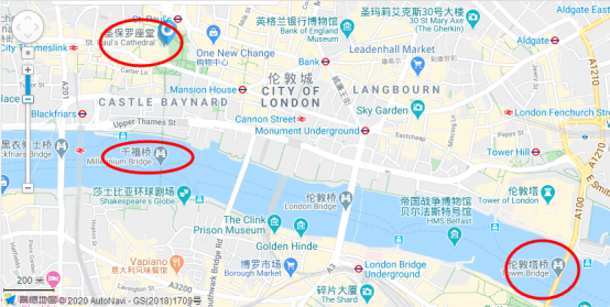 圣保罗大教堂→千禧桥→伦敦塔桥→里士满公园