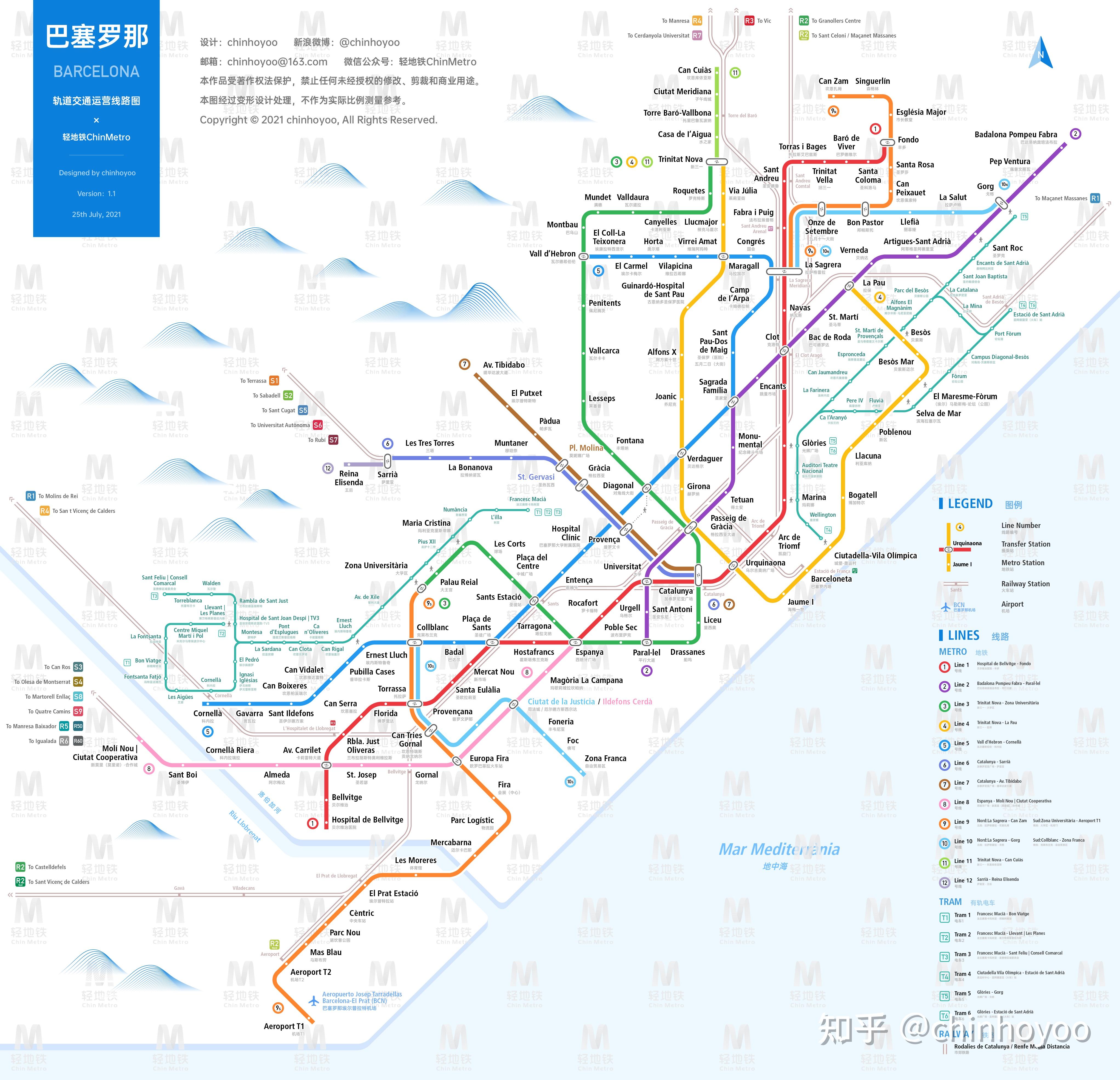 巴塞罗那地铁运营线路图