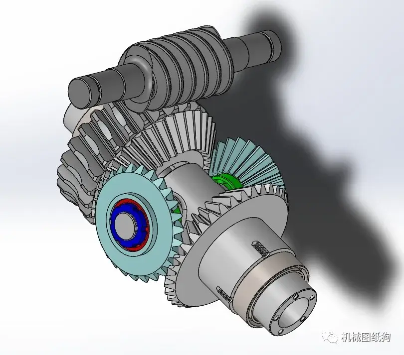 【差减变速器】pont蜗轮蜗杆差动齿轮结构3d图纸 solidworks设计