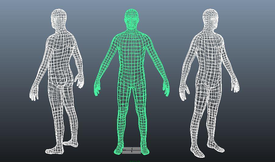 目前工业界动画,游戏中使用的静态三维数字人体主要通过3d网格模型
