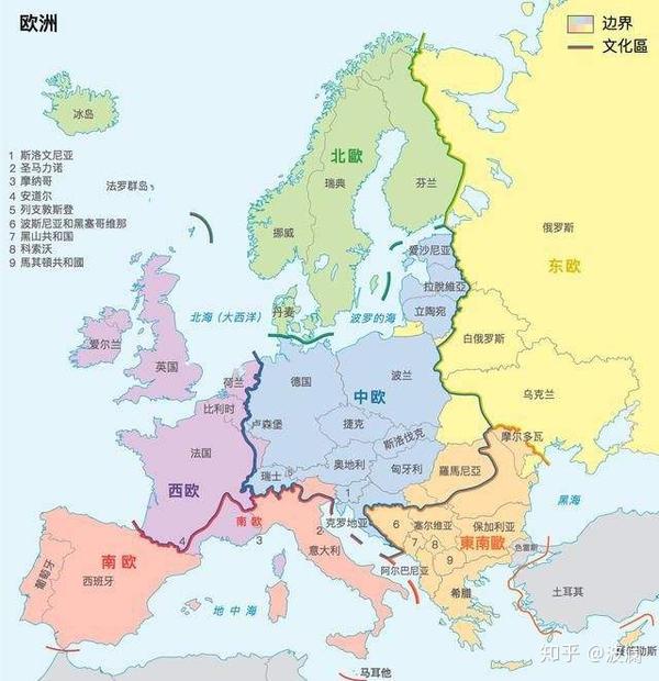 欧洲区域划分图片