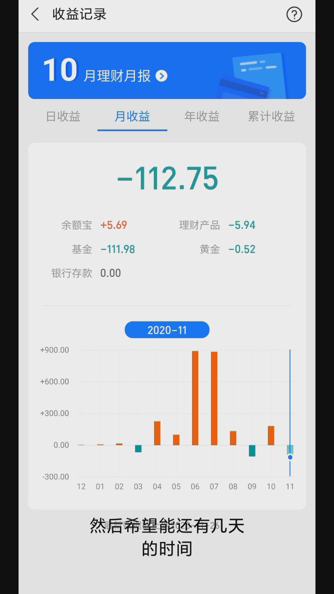 【支付宝基金】昨日收益 36.81元,月底急需回血!