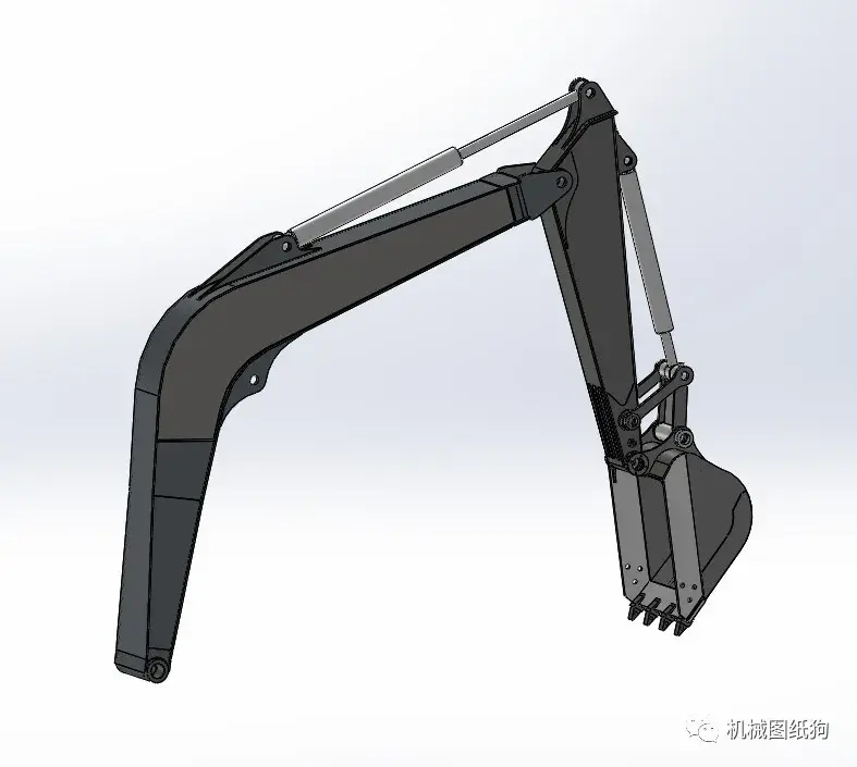 工程机械8吨挖掘机工作装置挖斗三维模型图纸solidworks设计