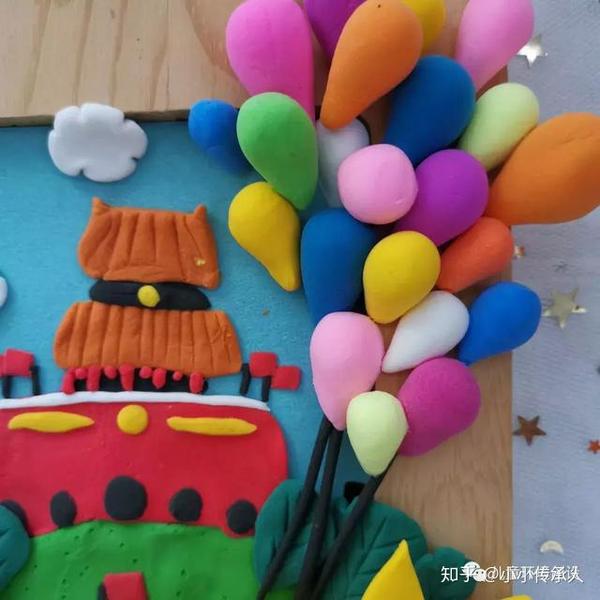 国庆70周年手工作品 跟孩子一起做的手工 非常感谢@青先生粘土画室