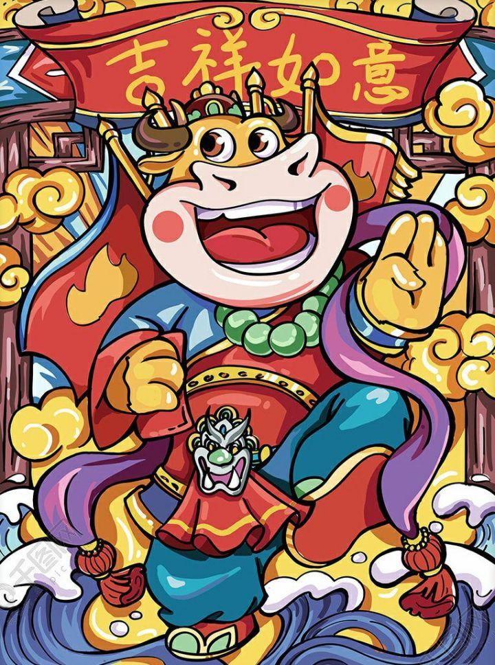 超牛来袭第二波|春节新年儿童画插画海报素材