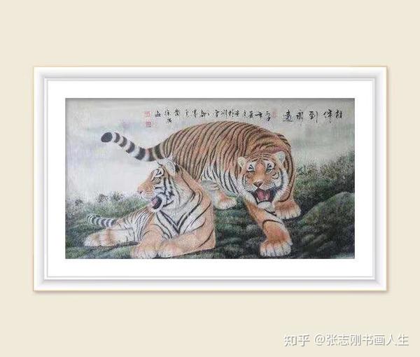 在1988年结识了"天下第一虎"冯大中的师兄倪文杰先生学习画东北虎,近