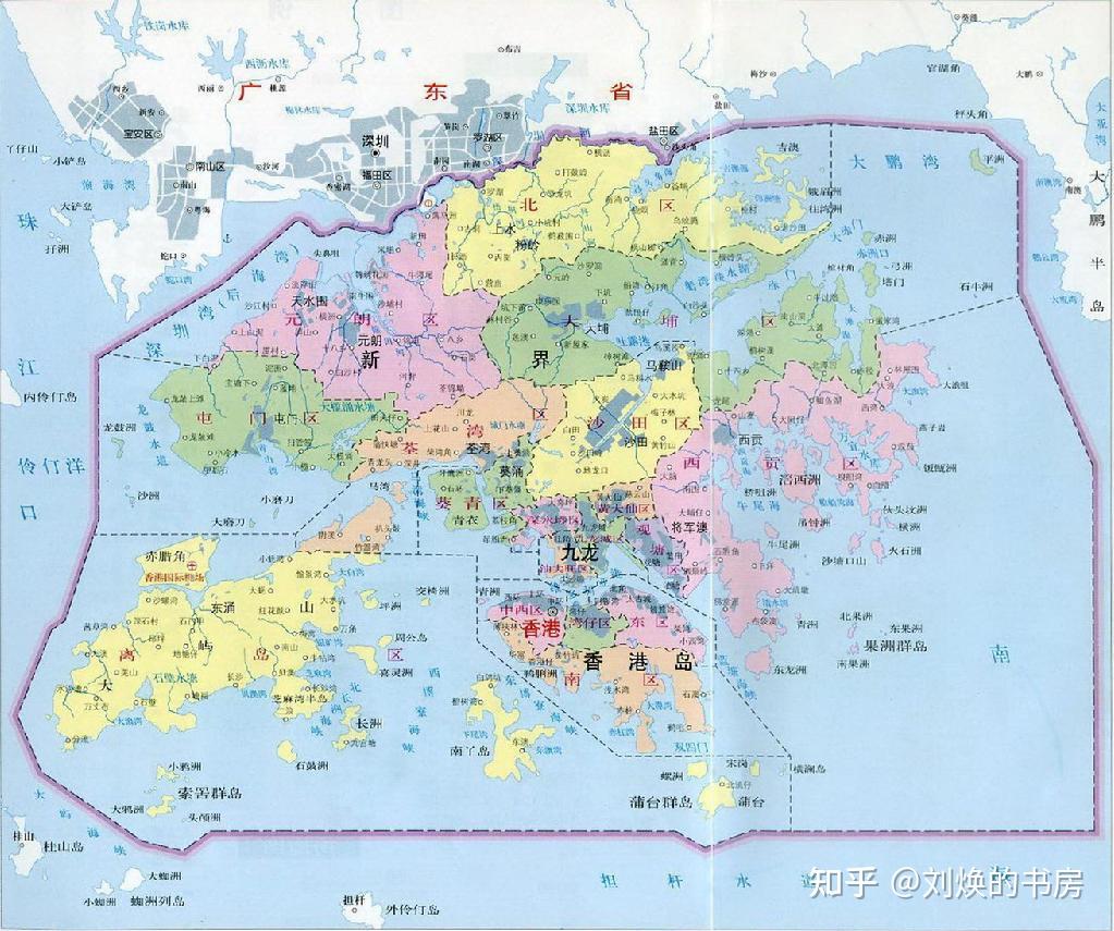 大家看香港的地形图,可以看出,南边最为繁荣的九龙半岛和香港岛地区有