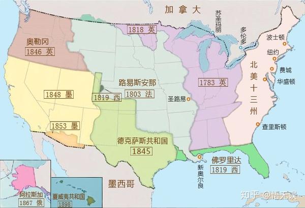 美国原殖民地分割地图